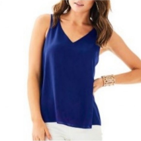 Lilly Pulitzer Florin Reversible Tank Via Amor High Tide Navy Size XS NEW - Picture 3 of 14